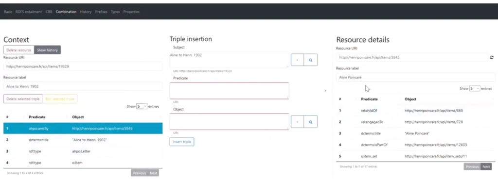 Screenshot of the RDF editing system.